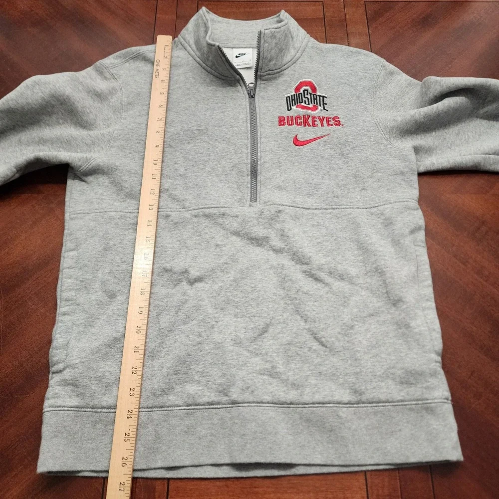Nike Sweatshirt Mens M Grey Ohio State Buckeyes 1/4 Quarter Zip Pullover NCAA